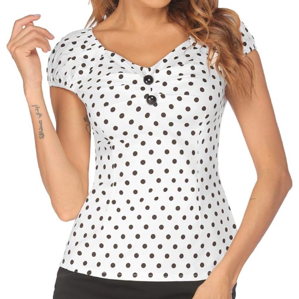 Retro Polka Dot Blouse - Picture 6 of 6